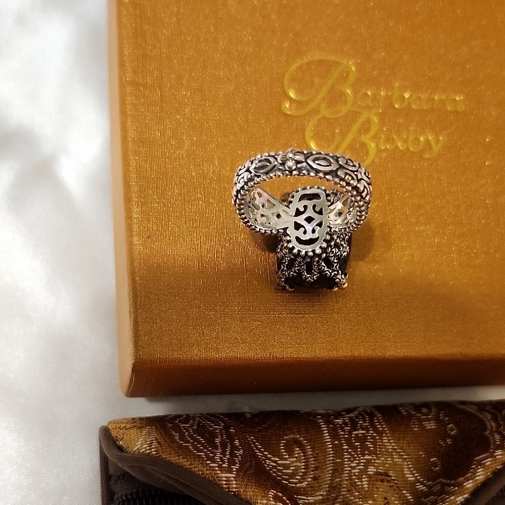 Barbara Bixby Sterling Silver And 18kt Gold Smoky Topaz Ring Sz 8 - Picture 4 of 7